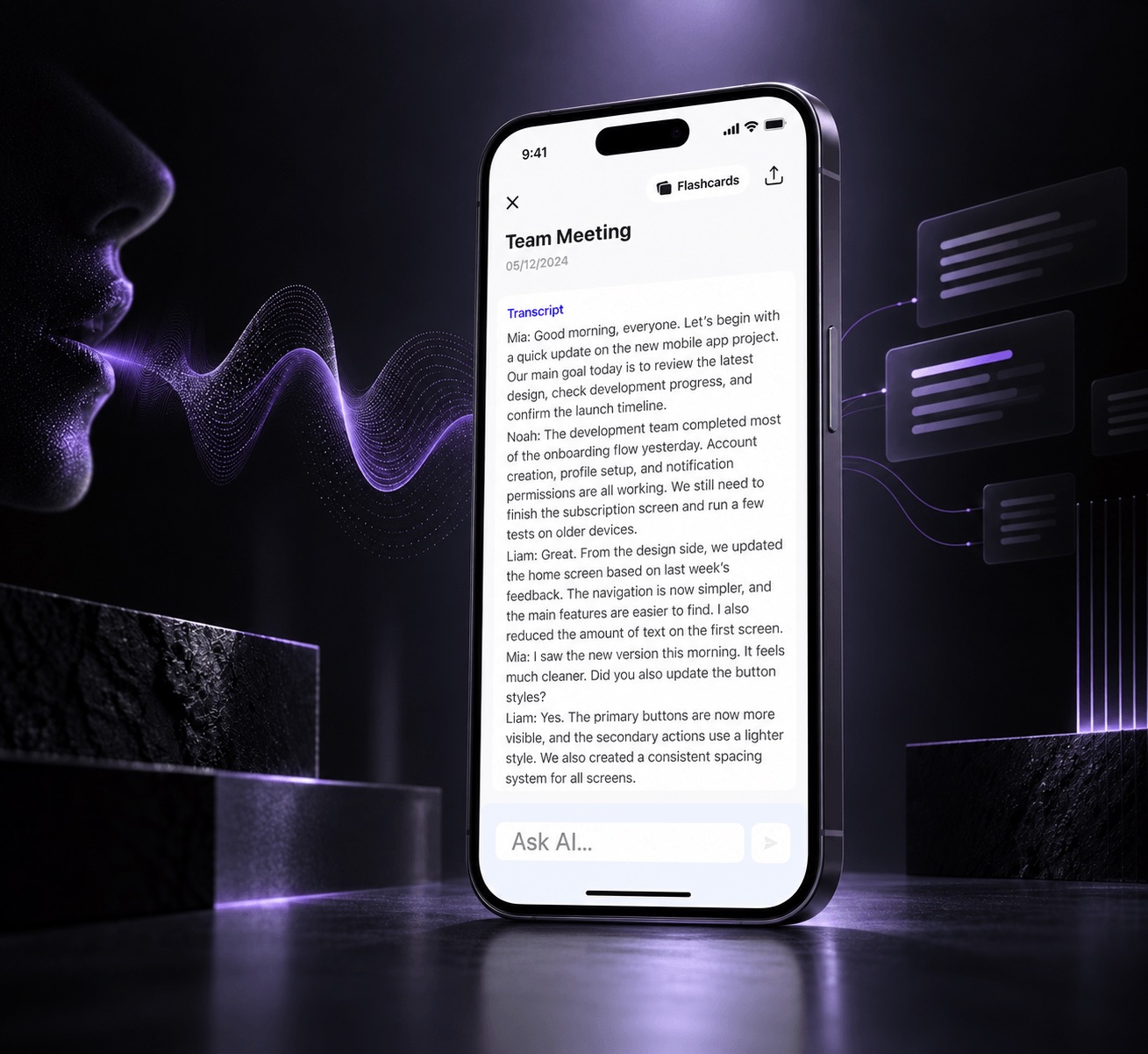 Polly: AI Note Taker Recorder app preview